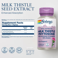 Thumbnail for SOLARAY Milk Thistle Phytosome with Artichoke, Dandelion, and Ginger - Milk Thistle Extract Supplying 15% Silybin - Liver Supplement - 60-Day Guarantee, Lab Verified - 30 Servings, 30 VegCaps