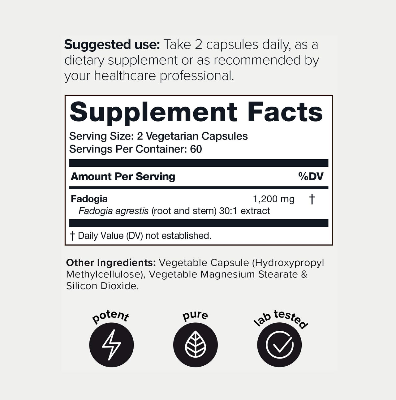 Fadogia Agrestis - Ultra High Potency 30:1 Extract - 1200mg Per Serving - Highly Concentrated - Third-Party Lab Tested - 120 Capsules