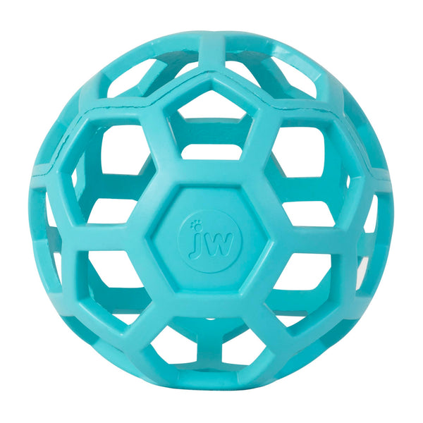 JW Pet HOL-ee Roller™, Dog Toy Puzzle Ball, Natural Rubber, Large (5.5” Inch Diameter), Blue