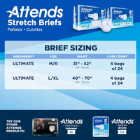 Thumbnail for Attends Stretch Adult Incontinence Disposable Briefs, Large/X-Large, 40