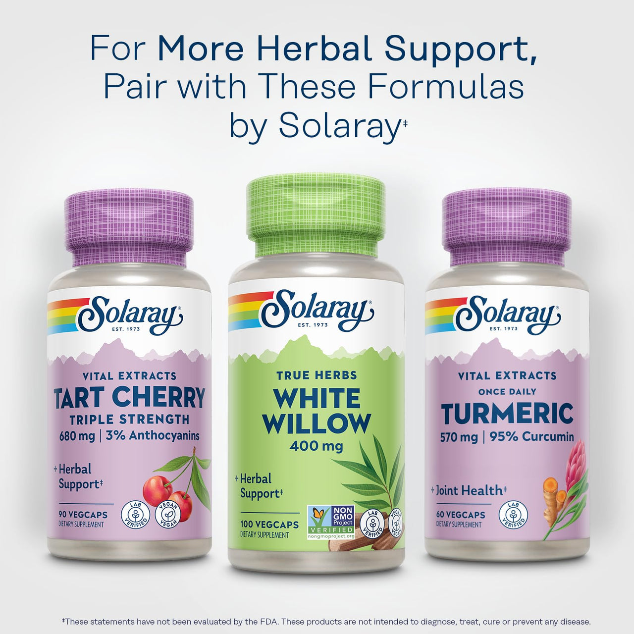 SOLARAY White Willow Bark Capsules 400 mg for Men & Women - Natural Herbal Supplement, White Willow Herb Caps for Wellness Support, Non GMO, Vegan - 100 Veg Caps