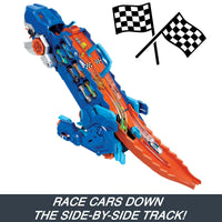 Thumbnail for Hot Wheels City Toy Car Track Set, Ultimate T-Rex Transporter, Hauler Transforms into Stomping Dino with Race Track, from Netflix Series “Let’s Race”