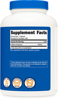 Thumbnail for Nutricost Caffeine Pills, 200mg Per Serving (500 Caps)