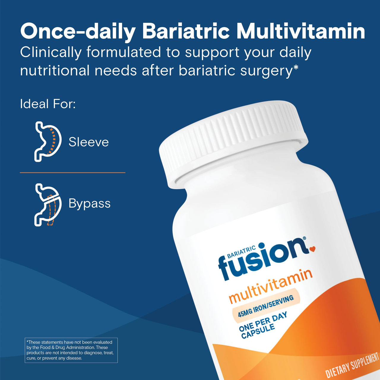 Bariatric Fusion One Per Day Bariatric Multivitamin with Iron | Easy to Swallow Capsule | Vitamin for Bariatric Surgery Patients | Gastric Bypass and Sleeve Gastrectomy | 30 Count | 1 Month Supply