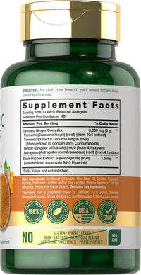 Thumbnail for Carlyle Turmeric and Ginger Supplement | 120 Softgel Capsules | Turmeric Curcumin Complex | with Black Pepper Extract | Non-GMO, Gluten Free