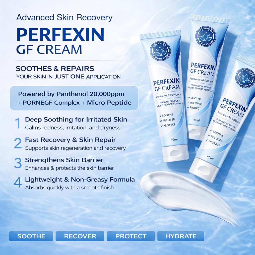 PERFEXIN GF Cream | Contains Panthenol 20,000ppm | DRN/EGF Complex Face Cream | Soothing & Hydrating | Supports Skin Barrier | 40ml