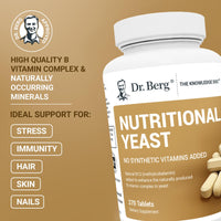Thumbnail for Dr. Berg Nutritional Yeast Tablets – Natural B12 Added - All 8 B Vitamin Complex – Organic Vanilla Flavor - 270 Vegan Tablets Dietary Supplements