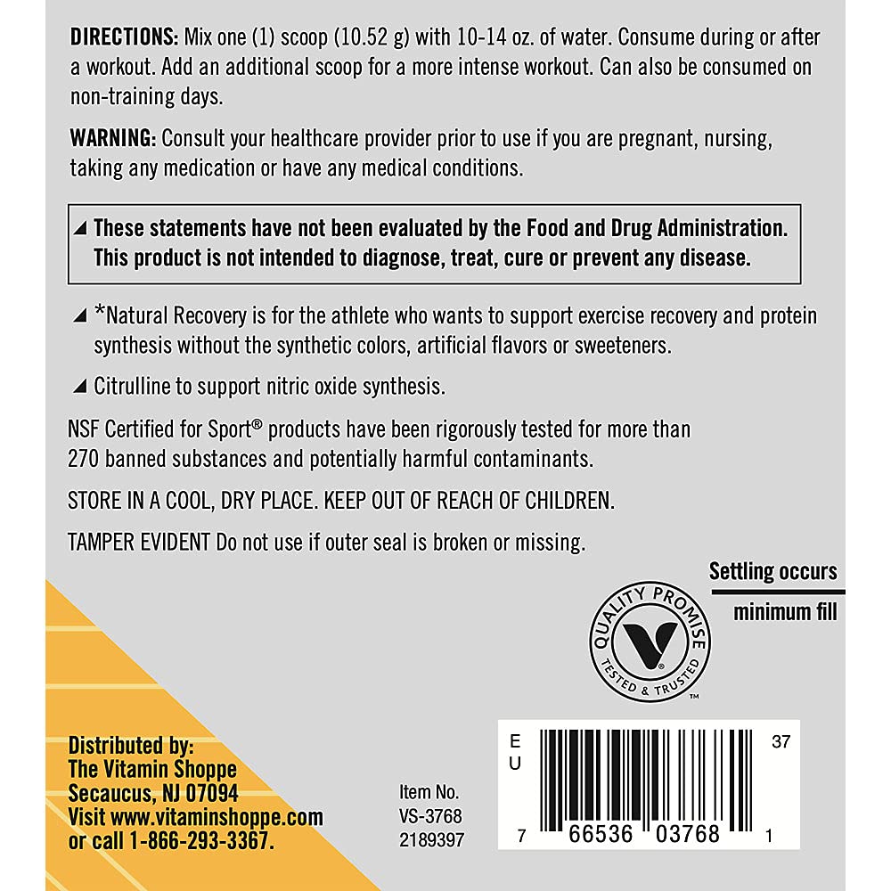 The Vitamin Shoppe Natural Recovery Powder - 7.7g of Amino Acids - Mixed Berry (11.1 oz./30 Servings)