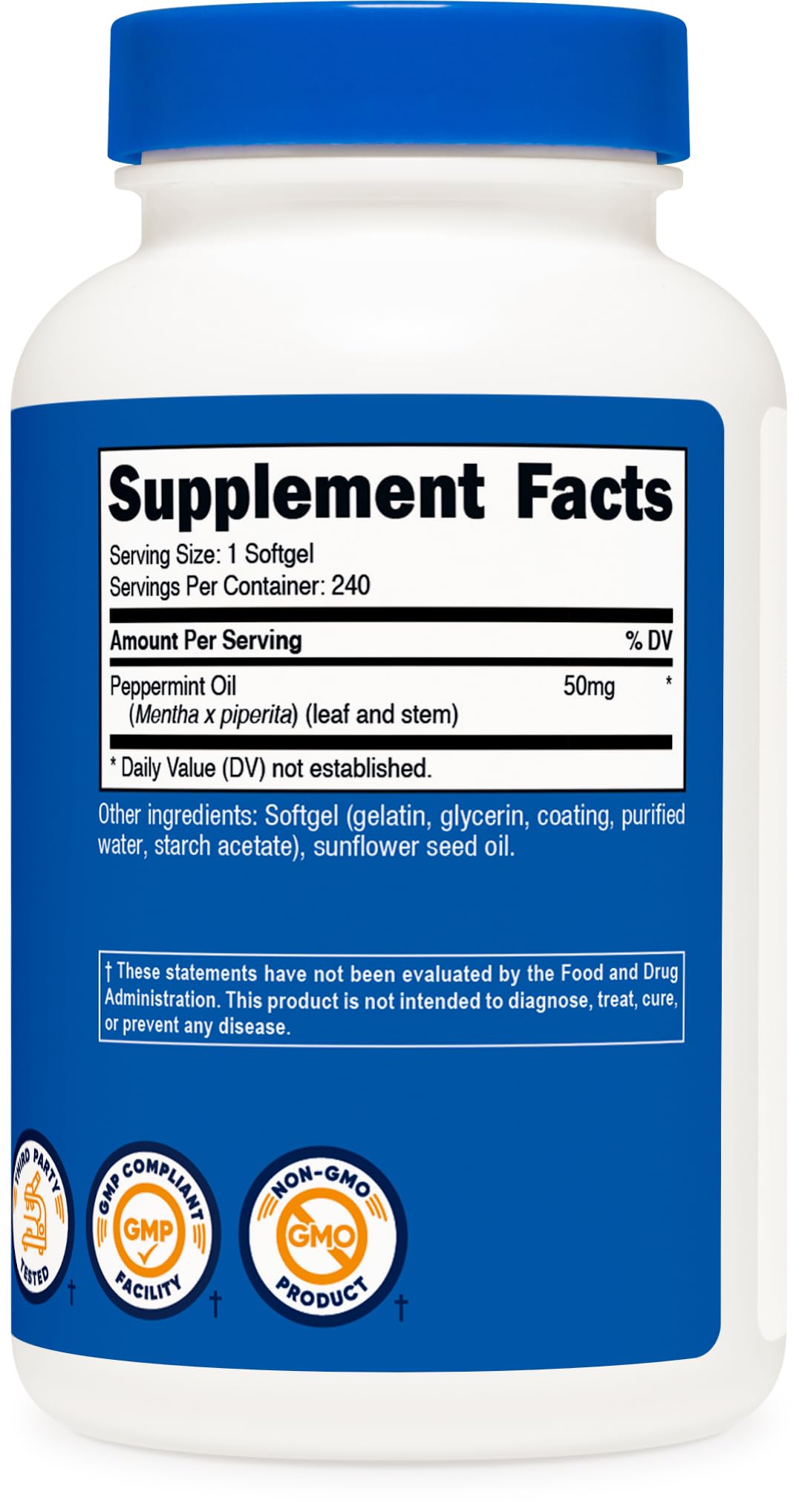 Nutricost Peppermint Oil Softgels (240 SFG) (50 MG) - Gluten Free, Third Party Tested and GMO Free