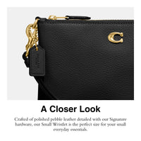 Thumbnail for COACH Polished Pebble Small Wristlet Black One Size