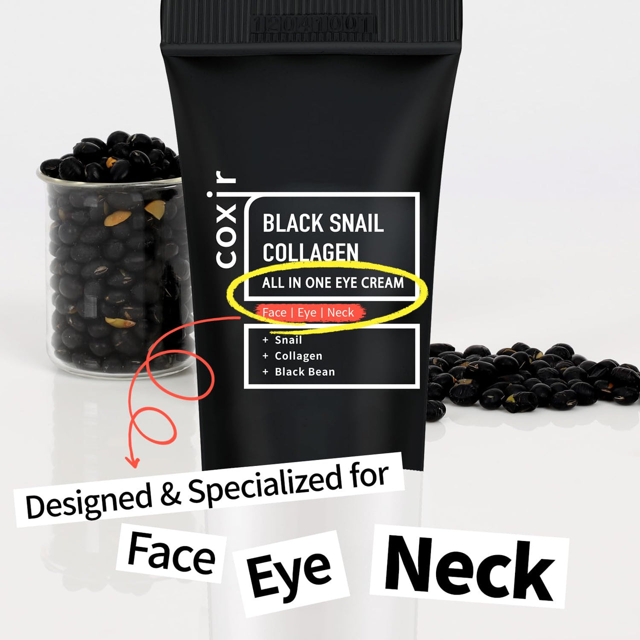 coxir BLACK SNAIL COLLAGEN ALL IN ONE EYE CREAM for eye, neck and face |Black Rice, Collagen| Paraben Free, Cruelty Free, korean skincare, Christmas Stocking Stuffers [30ml/1.01 fl.oz]