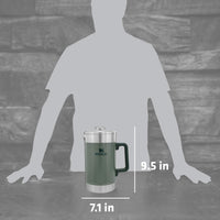 Thumbnail for STANLEY Classic Stay-Hot French Press Coffee Maker 48 oz | 5 Minute Brew, 4 Hours Hot | Mesh Filter for Coffee Grounds | Insulated Stainless Steel French Press | BPA-Free | Hammertone Green