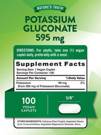 Thumbnail for Nature's Truth Potassium Gluconate 595mg | 100 Caplets | Vegan, Non-GMO, Gluten Free Supplement