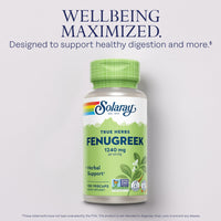 Thumbnail for SOLARAY Fenugreek Seed 1240 mg, Healthy Digestion Support and More, Vegan and Lab Verified for Quality, 50 Servings, 100 VegCaps