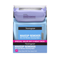 Thumbnail for Neutrogena Day & Night Facial Cleansing Wipes, Makeup Remover Face Cleansing Towelettes & Night Calming Facial Cloths, 100% Plant Based Fibers Wipe Away Dirt & Oil, (3 Packs of 25)