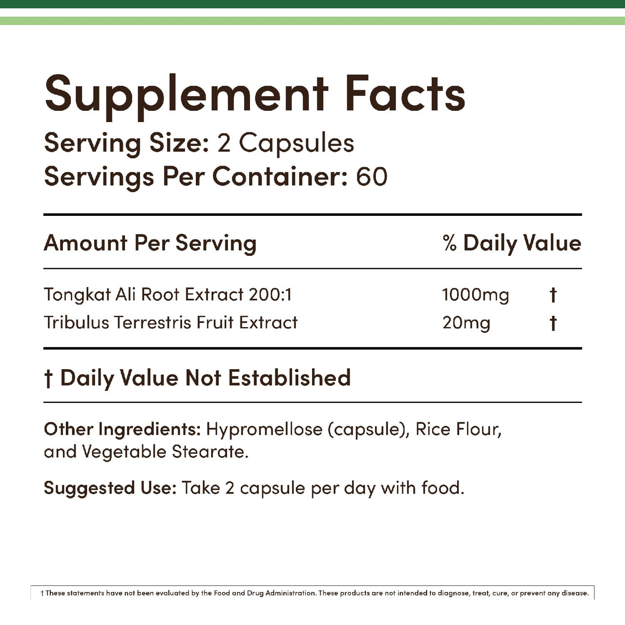 Tongkat Ali Extract 200 to 1 for Men (Longjack) Eurycoma Longifolia, 1020mg per Serving, 120 Capsules - Men's Health Support with 20mg Tribulus Terrestris (Third Party Tested) by Double Wood