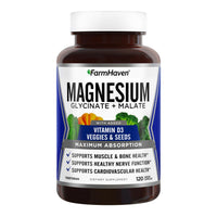 Thumbnail for FarmHaven Magnesium Complex –Magnesium Glycinate & Malate w/Vitamin D3, 100% Chelated for Max Absorption, Vegetarian – Bone Health, Nerves, Muscles, 120 Capsules, 60 Days