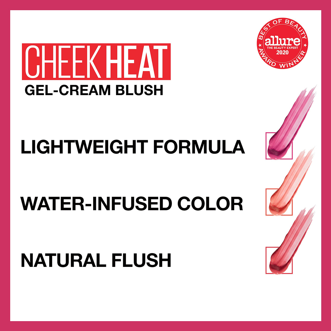 Maybelline Cheek Heat Gel-Cream Blush Makeup, Lightweight, Breathable Feel, Sheer Flush Of Color, Natural-Looking, Dewy Finish, Oil-Free, Fuchsia Spark, 1 Count