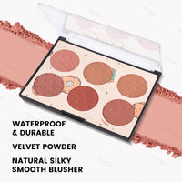 Thumbnail for KYDA 6 Colors Blush Palette, Matte and Shimmer Blush Palette, Smooth Blendable Powder, Multiuse Blusher Makeup with Contour Highlighter-Set A