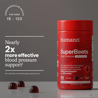 Thumbnail for Humann SuperBeets Heart Gummies Zero Sugar - Beet Gummy with Energy Support, Grape Seed Extract & Beetroot Powder - 60 Count