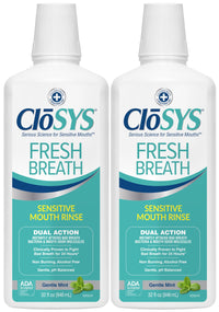 Thumbnail for CloSYS Mouthwash, 32 Ounce, 2 Count, Fresh Breath Mouthwash, Gentle Mint, Alcohol Free, Dye Free, pH Balanced Mouth Wash, Helps Soothe Entire Mouth, Fights Bad Breath