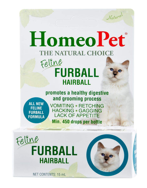 HomeoPet Feline Furball, Safe and Natural Hairball Supplement for Cats, Cat Hairball Relief, 15 Milliliters