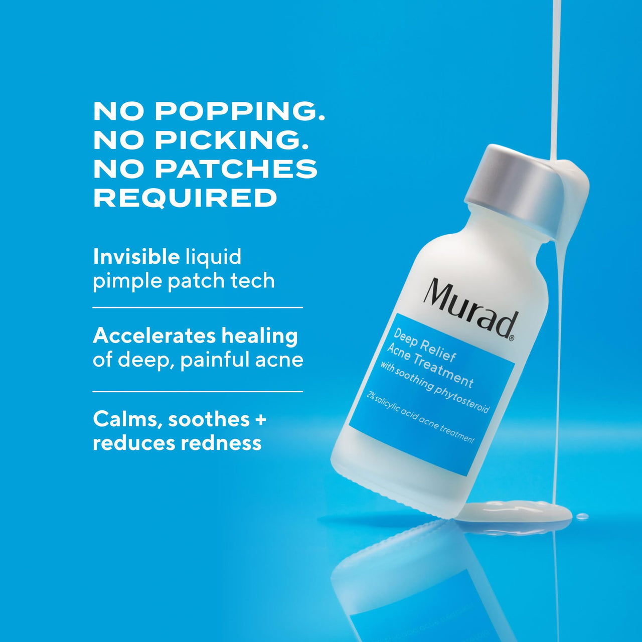 Murad Deep Relief Acne Treatment with 2% Salicylic Acid - Deep, Painful Acne Spot Treatment for Face – Redness Relief, Fast Acting Blemish Serum, Soothing Breakout Treatment - 1Fl Oz