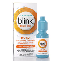 Thumbnail for BLINK Triple Care Eye Drops for Dry Eyes, Lubricant Eye Drops, Soothing for Moderate to Severe Dry Eyes, with Hyaluronate, Reduces Discomfort, Long-Lasting Hydration, 0.34 Fl Oz