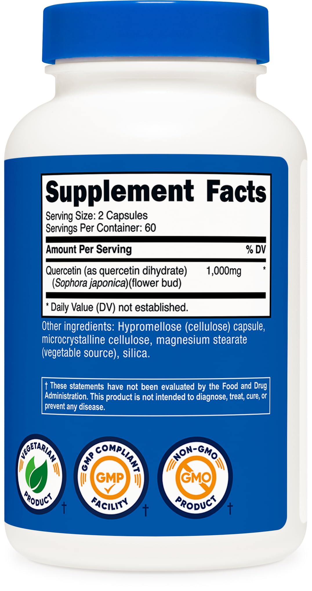 Nutricost Quercetin 1000mg, 120 Capsules - Vegetarian Capsules, 60 Servings, 500mg Per Capsule, Non-GMO, Gluten Free