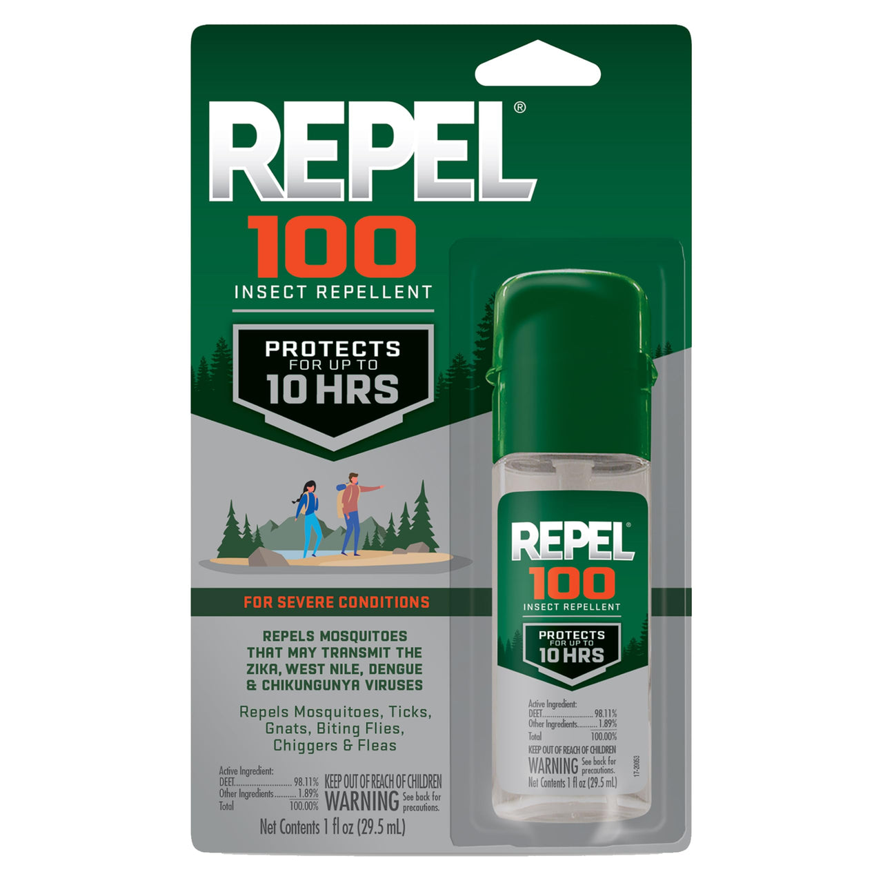 Repel 100 Insect Repellent, Repels Mosquitos, Ticks and Gnats, For Severe Conditions, Protects For Up To 10 Hours, 98% DEET (Pump Spray) 1 fl Ounce