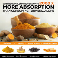 Thumbnail for Turmeric Curcumin Supplement - 95% Curcuminoids with Organic Turmeric & Ginger, BioPerine Black Pepper Extract for Best Absorption, Natural Vegan Joint Support, Non-GMO, Bottled in USA - 240 Capsules