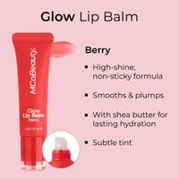 Thumbnail for MCoBeauty Glow Lip Balm Berry - Hydrating Tinted Lip Care with Glossy Shine for Soft Smooth Lips - Nourishing Lip Treatment Moisturizer, Plumping Glow Balm - Vegan Cruelty Free Beauty Essentials