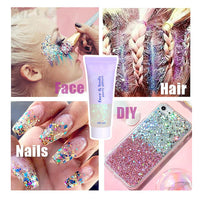 Thumbnail for Go Ho Clear White Face Body Glitter - Party Flash Festival Rave Outfits for Women&Kids,Holographic Glitter White Face Paint,Halloween Mermaid Fairy Makeup Chunky Sequins Gel,Rave Pride Accessories