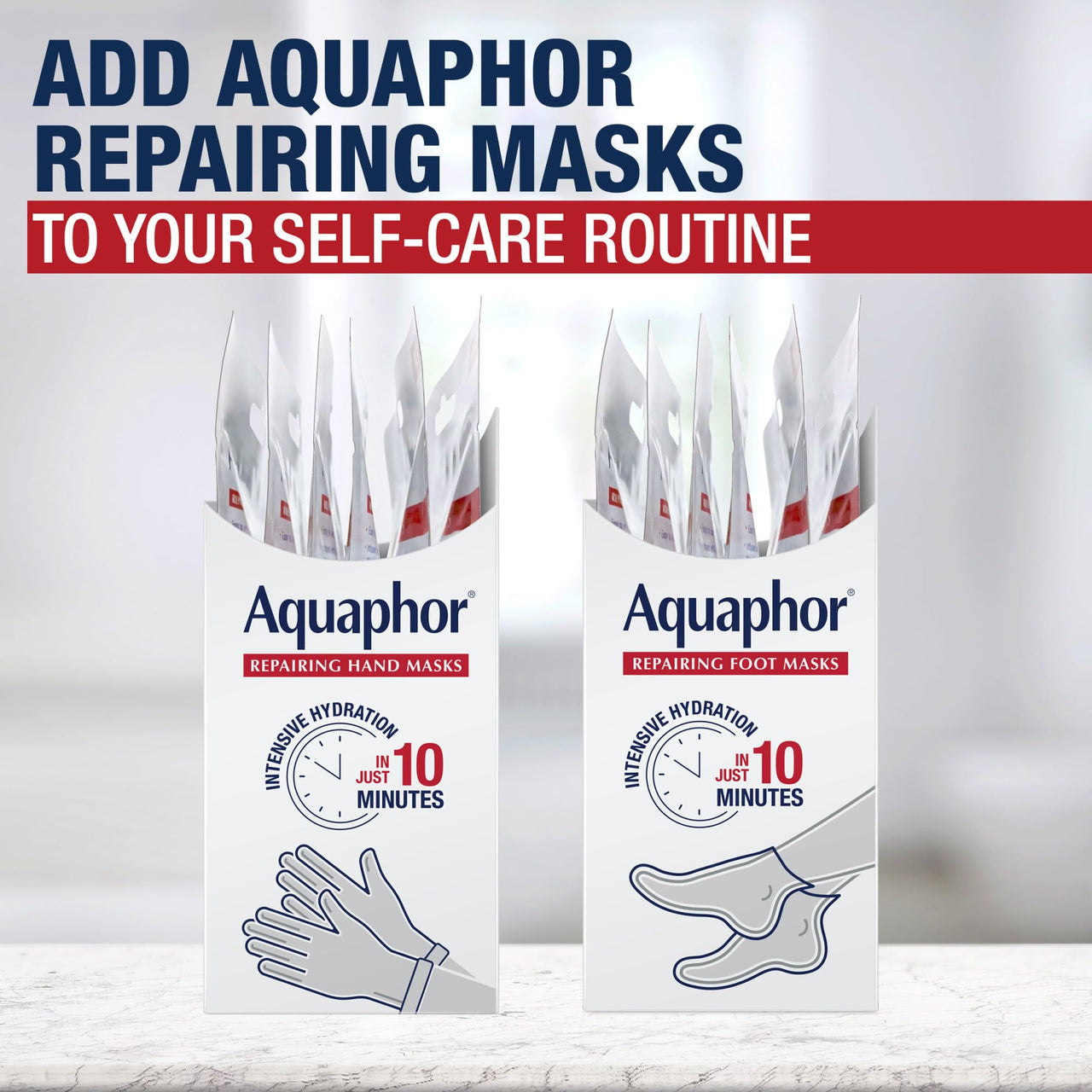 Aquaphor Repairing Hand Masks, Moisturizing Gloves for Dry Hands with Avocado Oil and Shea Butter, Manicure Supplies and At Home Spa Gifts for Mom, Pack of 6
