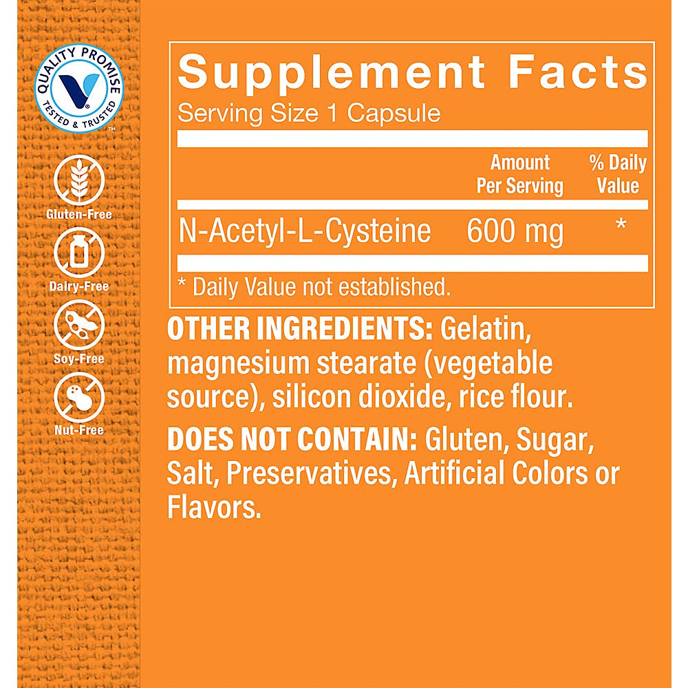 The Vitamin Shoppe NAC N-Acetyl-L-Cysteine Promotes Cellucor Health, Immune (100 Capsules)