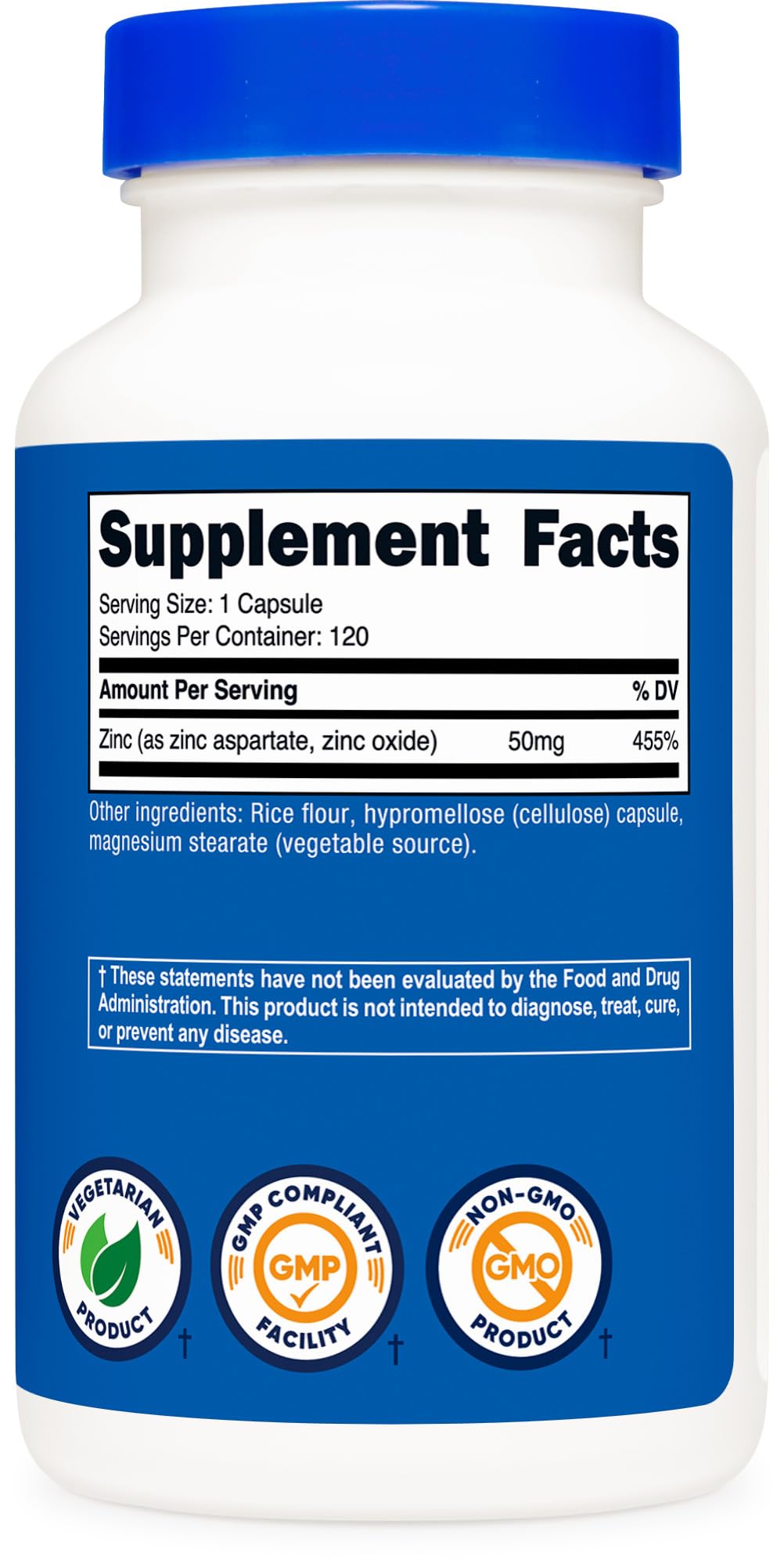 Nutricost Zinc Chelate 50mg, 120 Vegetarian Capsules - Gluten Free and Non-GMO