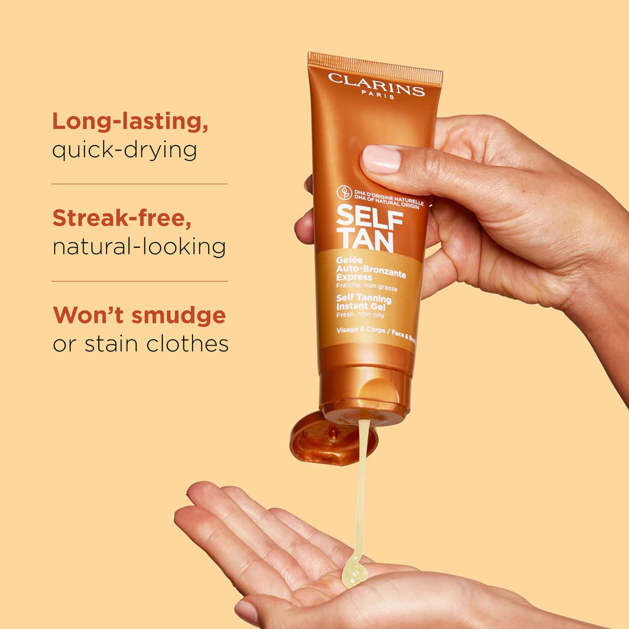 Clarins Self Tanning Tinted Gel | Self Tanner For Face and Body | Natural, Long-Lasting, Streak-Free, Buildable, Instant Tan* | Non-Staining and Fast Absorbing | Contains Glycerin | 4.2 Ounces