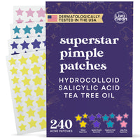 Thumbnail for LivaClean Star Pimple Patches for Face w/Hydrocolloid, Salicylic Acid & Tea Tree, 240 Patches, Hydrocolloid Acne Patch, Cute Star Pimple Patch for Healing Stickers Zit Superstar