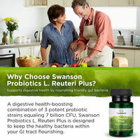 Thumbnail for Swanson L. Reuteri Probiotic Plus w/L. Rhamnosus L. Acidophilus & FOS Prebiotic Digestive Support - Promotes Gut Health w/ 7 Billion CFU per Capsule - (30 Veggie Capsules) (4 Pack)