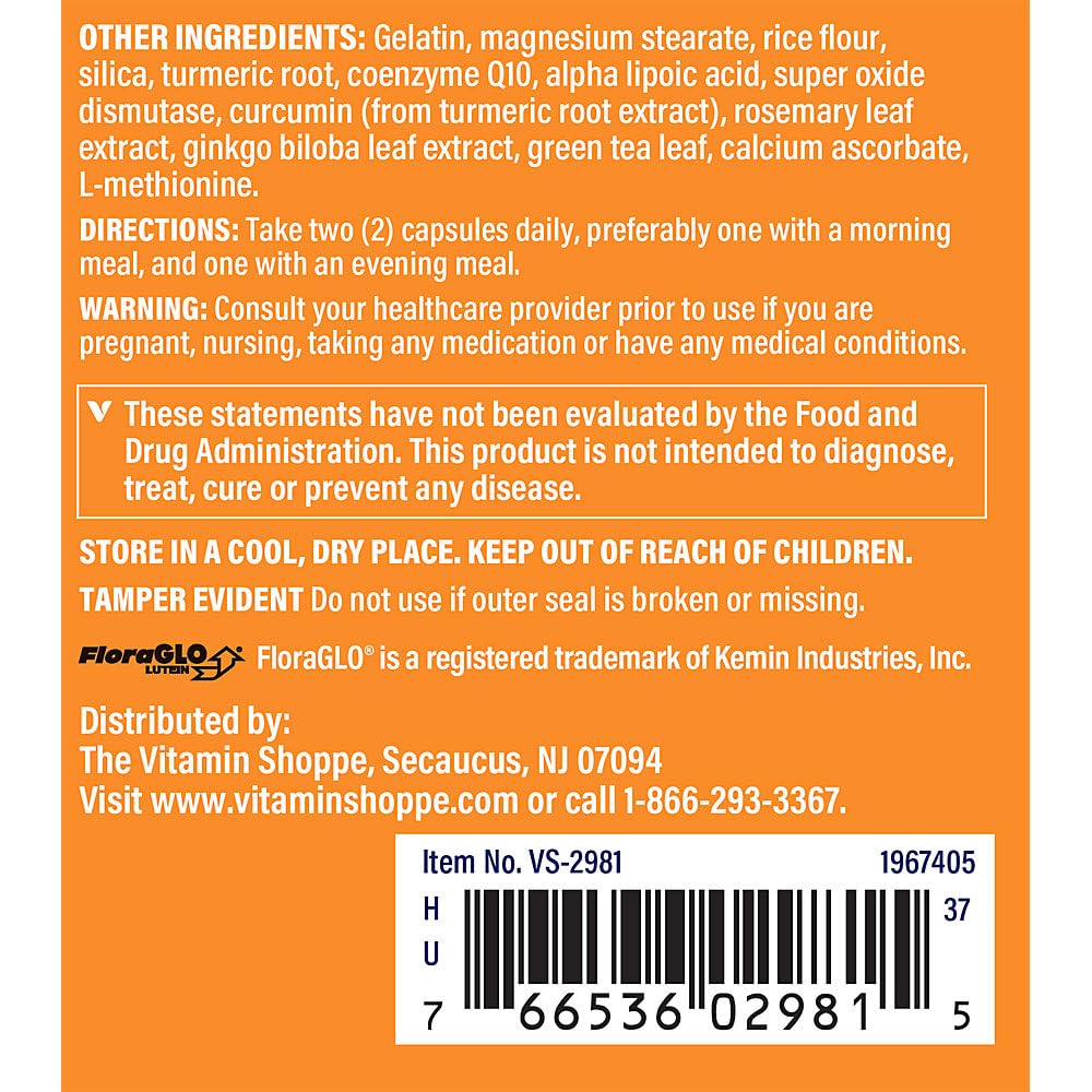 The Vitamin Shoppe Opti-Vue with FloraGLO Lutein - Eye Health & Vision Support | Comprehensive Eye Formula | 120 Capsules | Macular Health