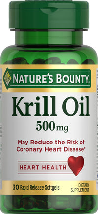 Thumbnail for Nature's Bounty Krill Oil, Heart Health, Dietary Supplement, 500mg, Rapid Release Softgels, 30 count