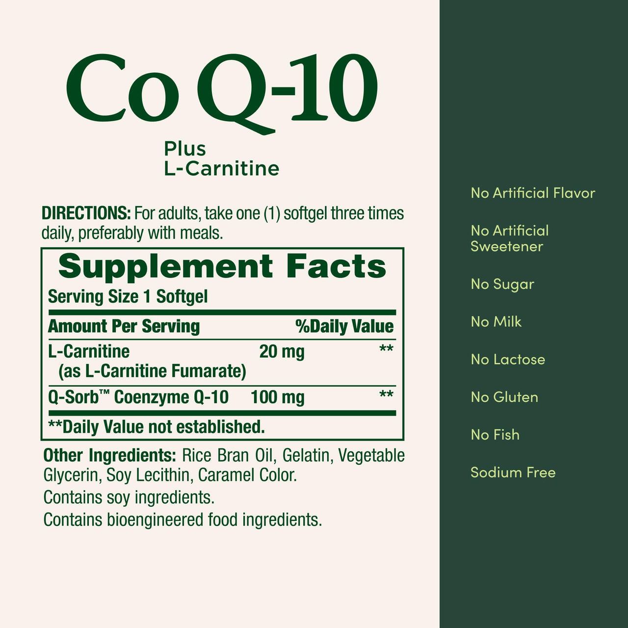 Nature's Bounty CoQ10, Supports Heart Health, 100mg Plus L-Carnitine, 60 Softgels