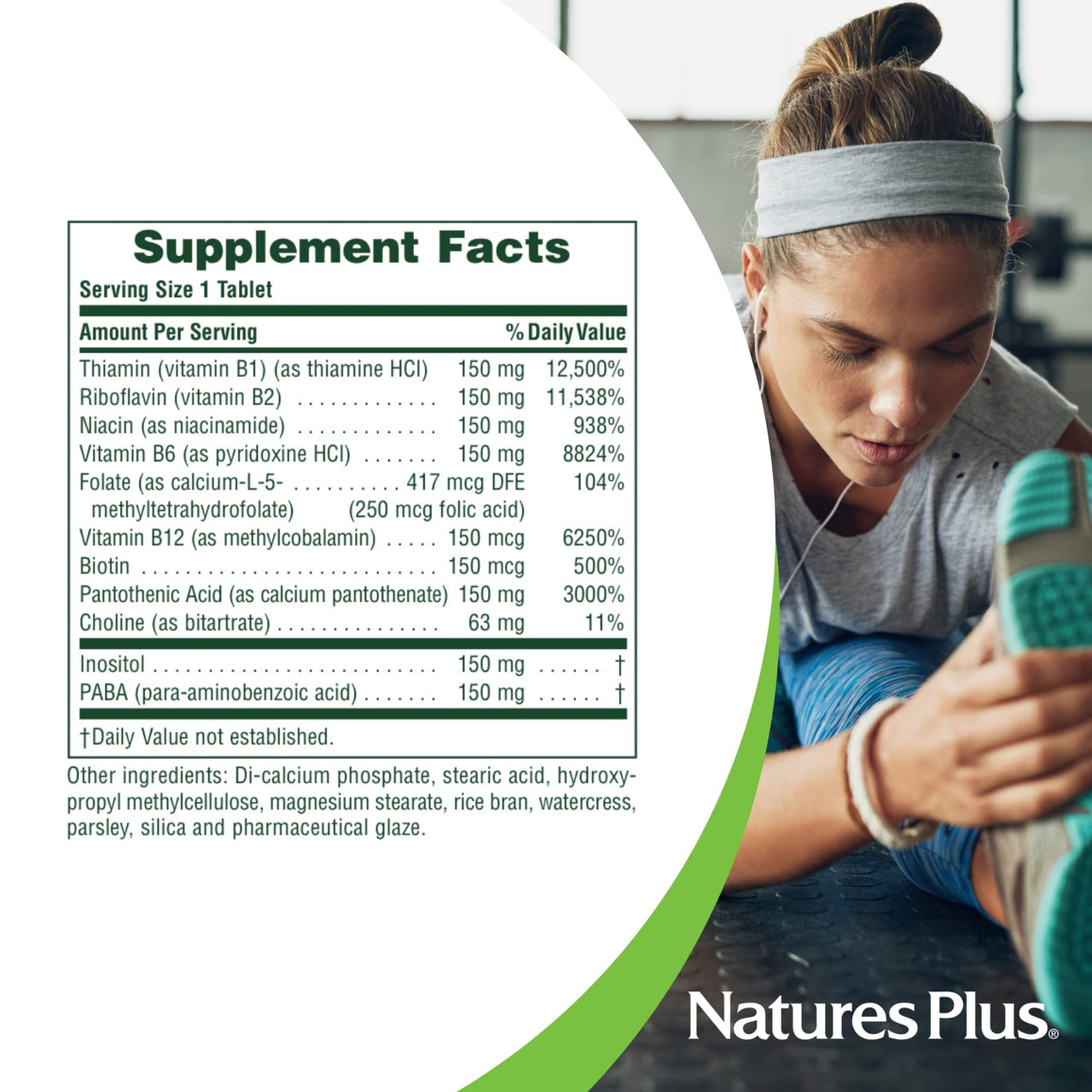 NaturesPlus Mega B-150 Complex - 60 Sustained Release Vegetarian Tablets - Maximum Potency B Complex Vitamin Supplement - Energy & Brain Booster - Gluten Free - 60 Servings