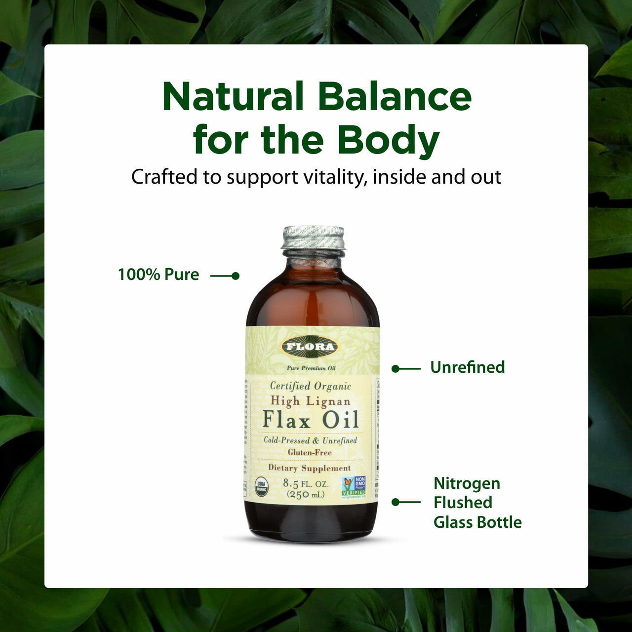 Flora - High Lignan Flax Oil - Provides Benefits of Essential Fatty Acids (EFAs) with Lignans - Contains Omega-3, 6 & 9 - Organic, Non-GMO & Gluten-Free - Keep Chilled - 8.5 fl. oz. Glass Bottle