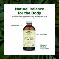 Thumbnail for Flora - High Lignan Flax Oil - Provides Benefits of Essential Fatty Acids (EFAs) with Lignans - Contains Omega-3, 6 & 9 - Organic, Non-GMO & Gluten-Free - Keep Chilled - 8.5 fl. oz. Glass Bottle