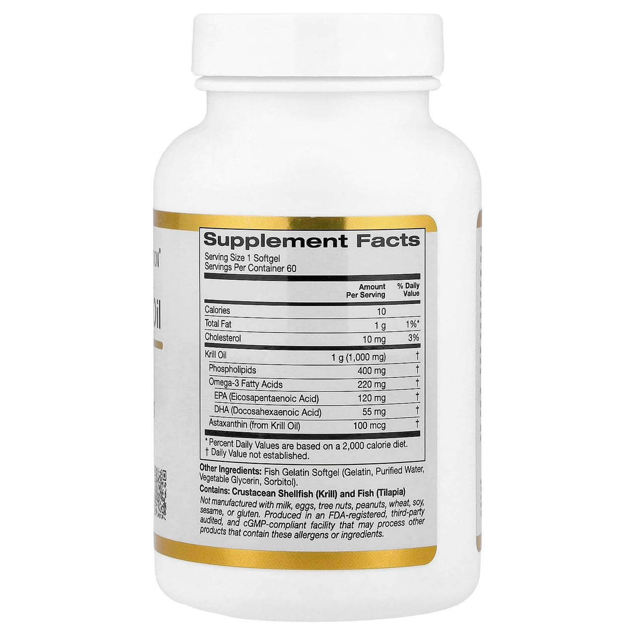 California Gold Nutrition Premium Krill Oil with Superba2 Bioavailable Omega-3s from Antarctic Krill - Heart & Brain Health Support - Gluten Free, Non-GMO - 1000 mg - 60 Fish Gelatin Softgels