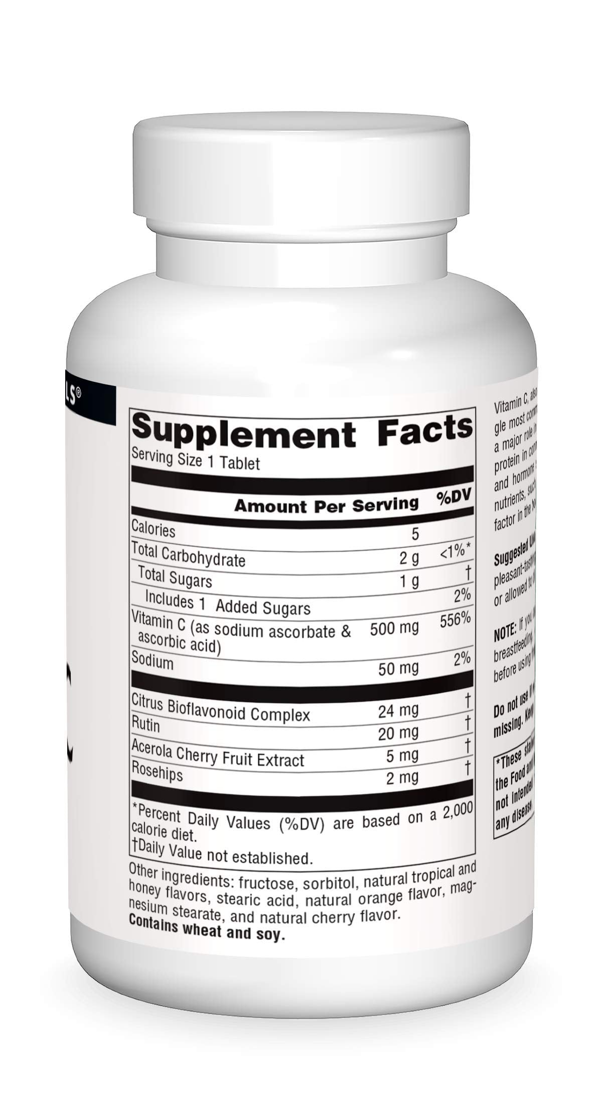 Source Naturals Chewable C, Acerola Cherry 500 mg for Immune System Support - 100 Fruit Flavored Tablets