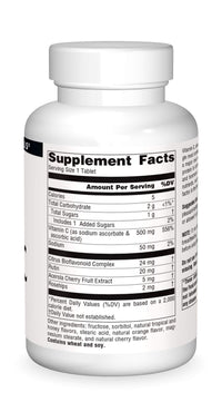 Thumbnail for Source Naturals Chewable C, Acerola Cherry 500 mg for Immune System Support - 100 Fruit Flavored Tablets