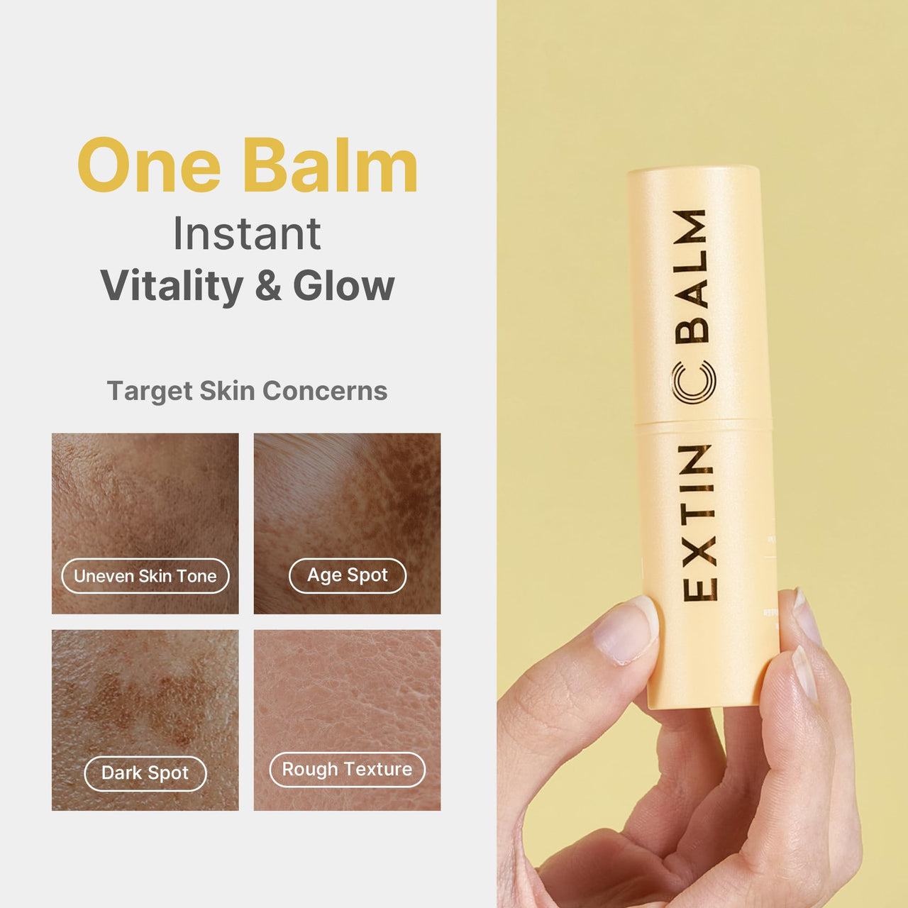 KAHI Extin C Balm - Vitamin C Infused Moisturizer Stick | Starter & Finishing Balm for Skin Brightening & Fine Lines (0.32 oz)