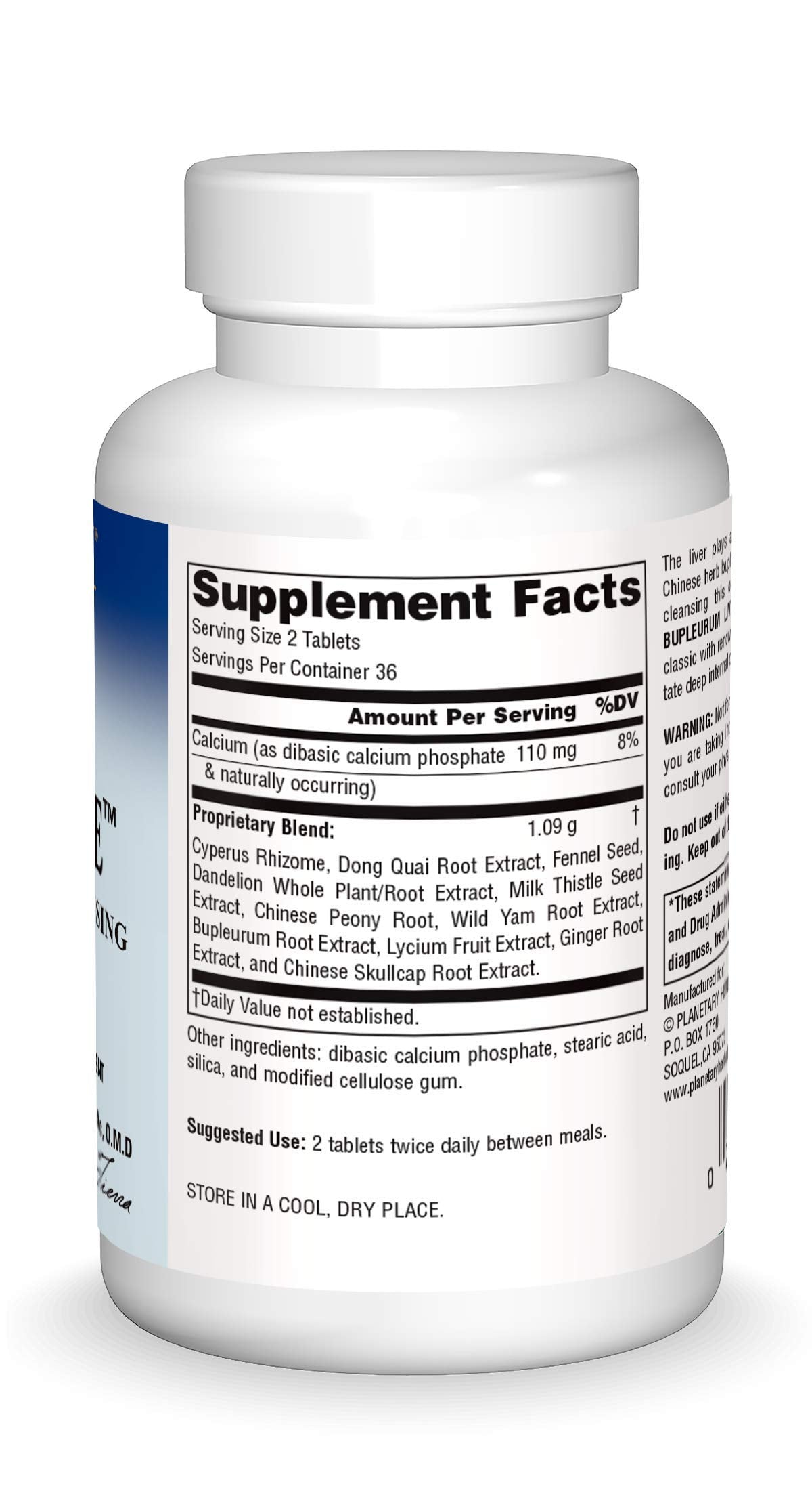 Planetary Herbals Bupleurum Liver Cleanse 545mg - With Calcium, Cypress Rhizome, Ginger & More - 72 Tablets